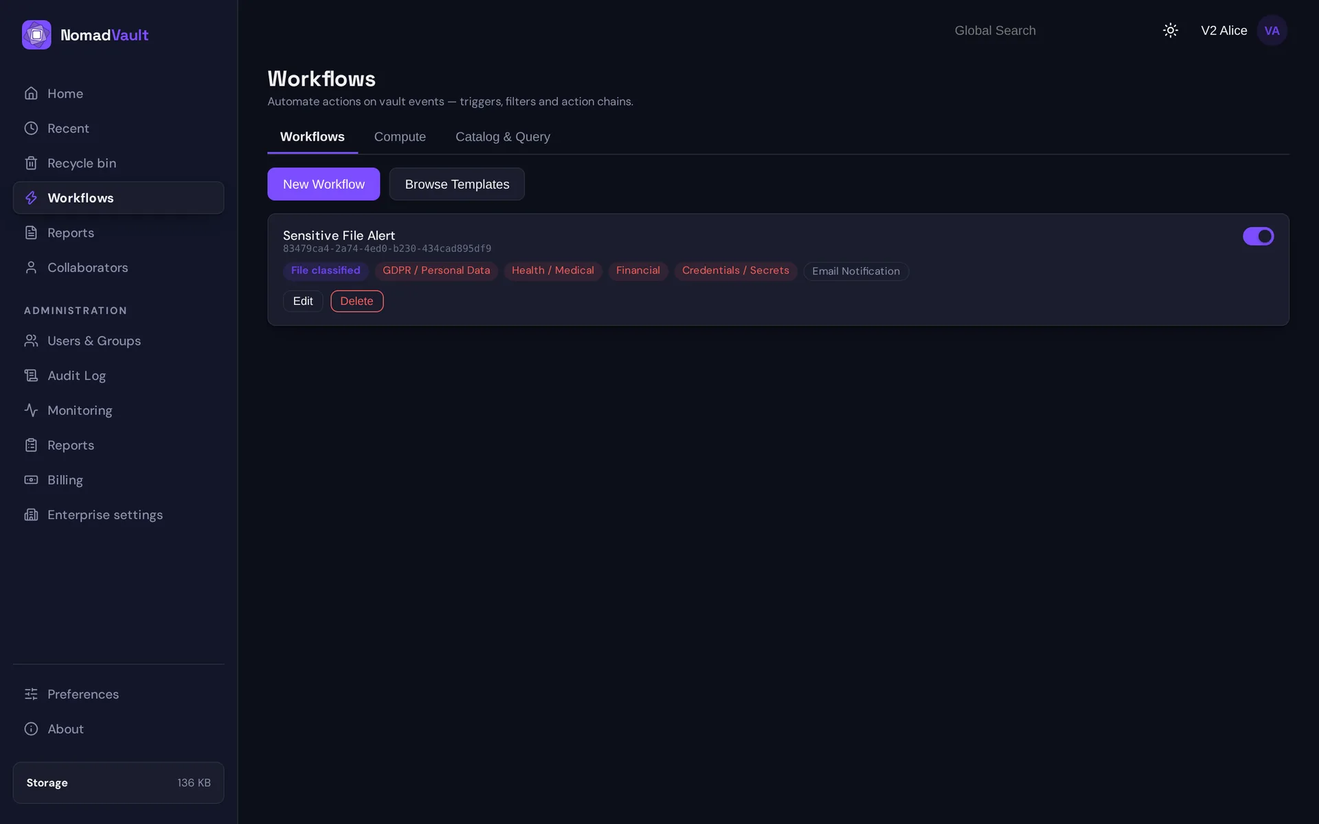 Ein Workflow, der auf Klassifizierung reagiert